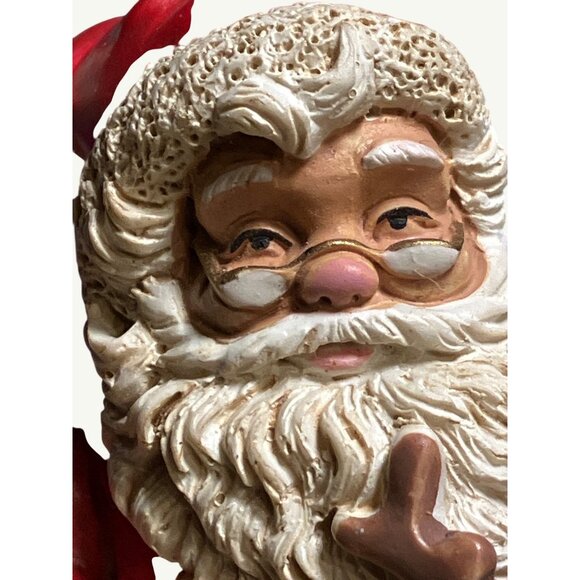 Christmas Handpainted Vintage Stocking Hanger Santa W/Reindeer Adjustable - Picture 10 of 12